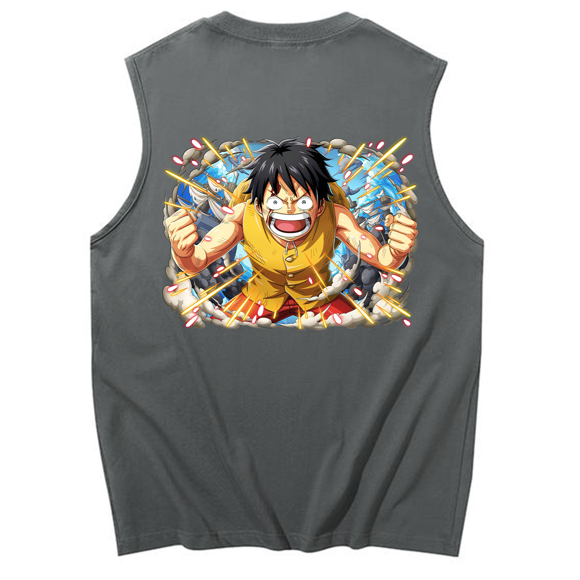 ワンピース モンキー・D・ルフィ ONE PIECE Monkey D. Luffy コットン100％タンクトップ（背面プリント）